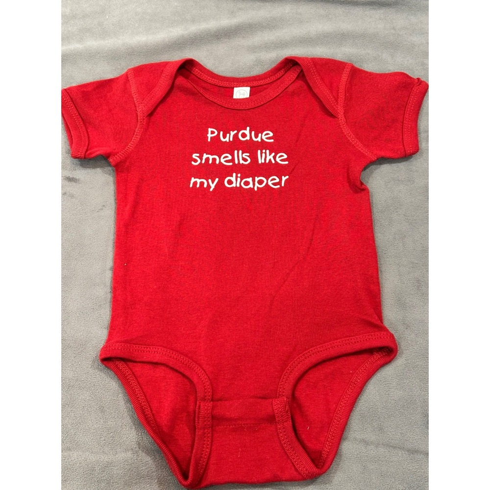Rabbit Skins Purdue Smells Like My Diaper Red Infant Bodysuit 12 Months